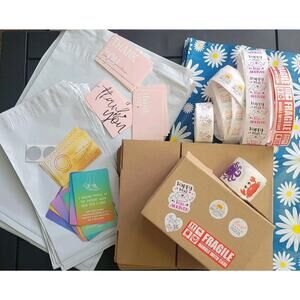 Reseller Shipping Supplies Bundle of 285 Pcs. Poly Mailers/ Boxes/ Stickers New